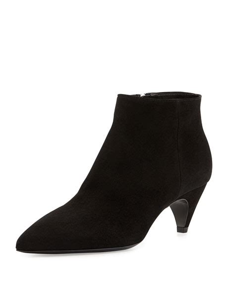 Prada Camoscio Suede Ankle Bootie, Black (Nero) 